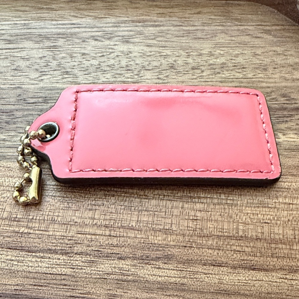 Coach Coral Leather Tag Keychain - Picture 3 of 7